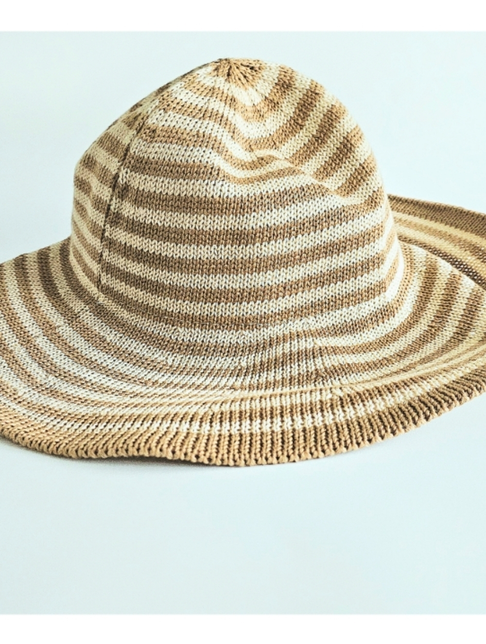 Natasha striped woven wide-brimmed sun bucket hat